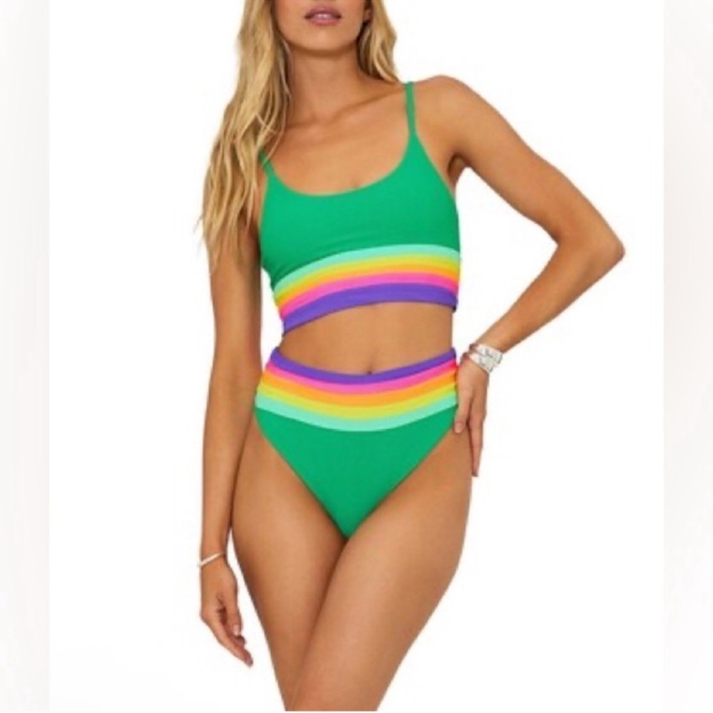 NWT Beach Riot Millie Ribbed Colorblock High
Waisted Swim Bottom - Picture 4 of 11
